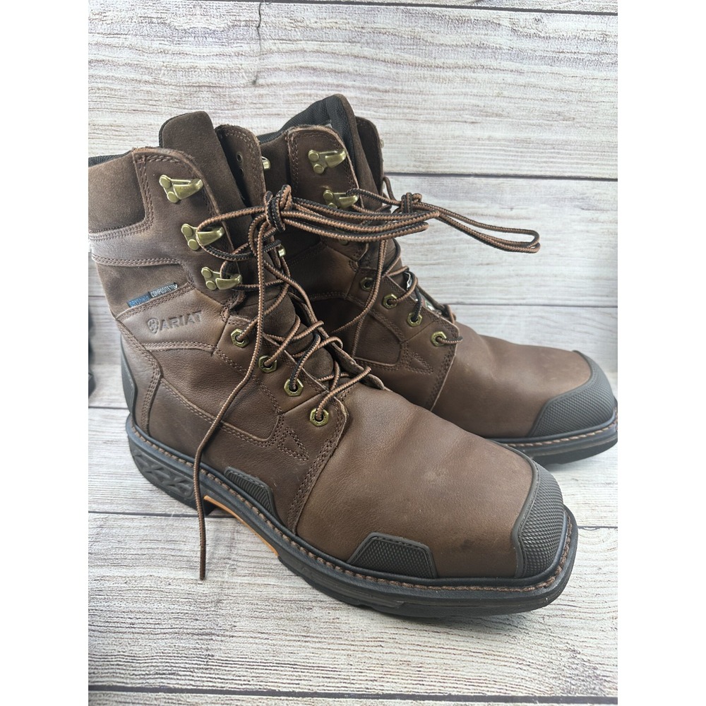 Ariat OverDrive 8 Men's Brown Waterproof Composite Toe Work Boots Size 10.5 EE
